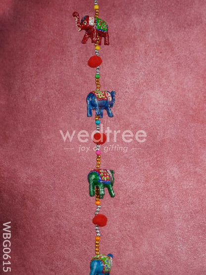 Hand Painted Metal Elephant Thoran - WBG0615