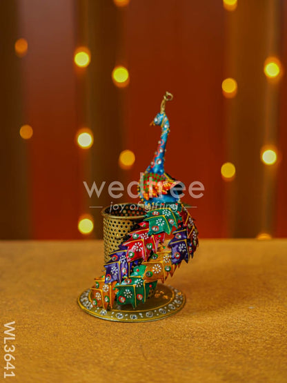 Hand Painted Peacock Pen Stand - WL3641