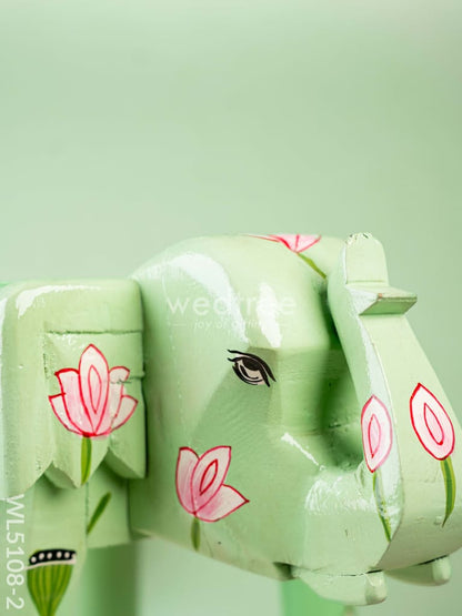 Hand Painted Pichwai Elephant Stool - 12 inch - Green - WL5108-2