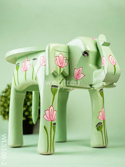 Hand Painted Pichwai Elephant Stool - 12 inch - Green - WL5108-2