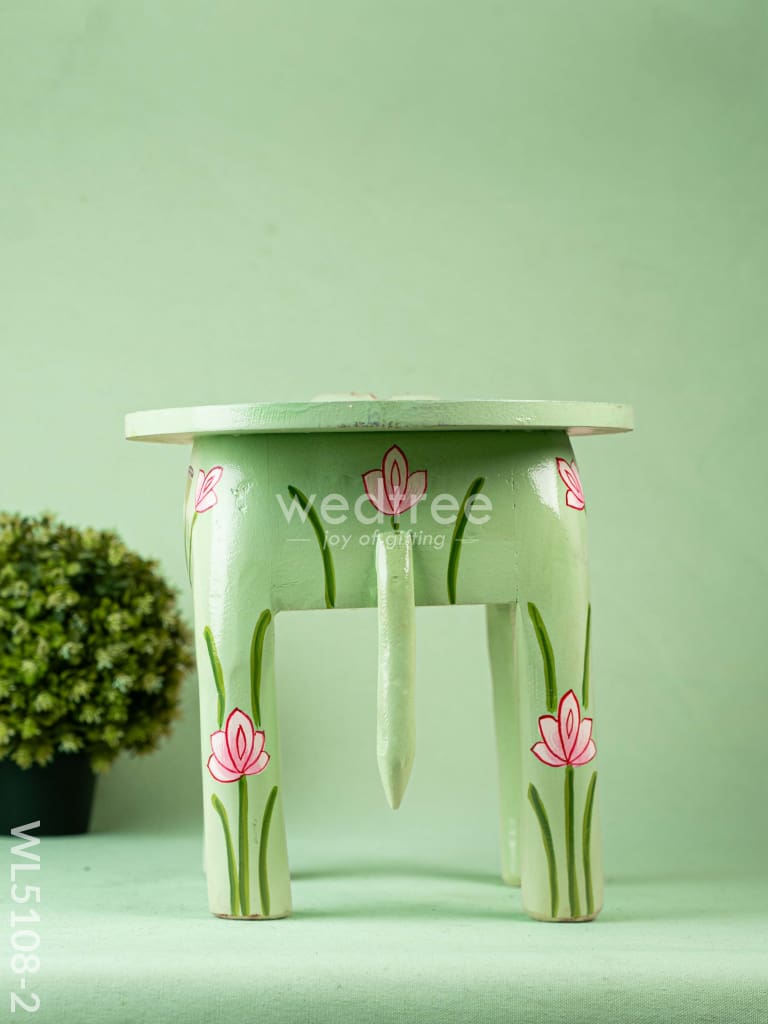 Hand Painted Pichwai Elephant Stool - 12 inch - Green - WL5108-2