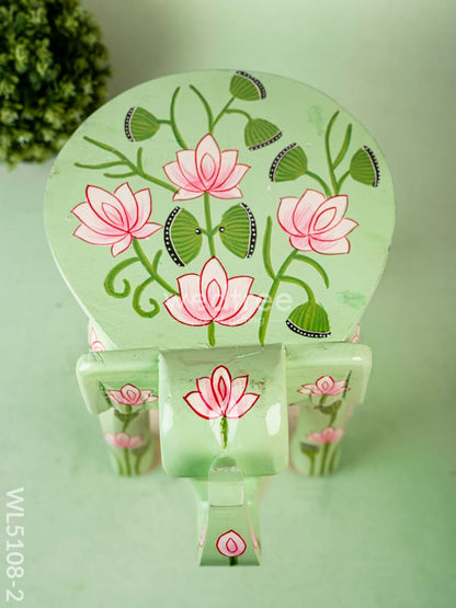 Hand Painted Pichwai Elephant Stool - 12 inch - Green - WL5108-2