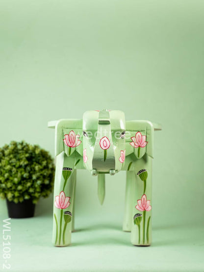Hand Painted Pichwai Elephant Stool - 12 inch - Green - WL5108-2