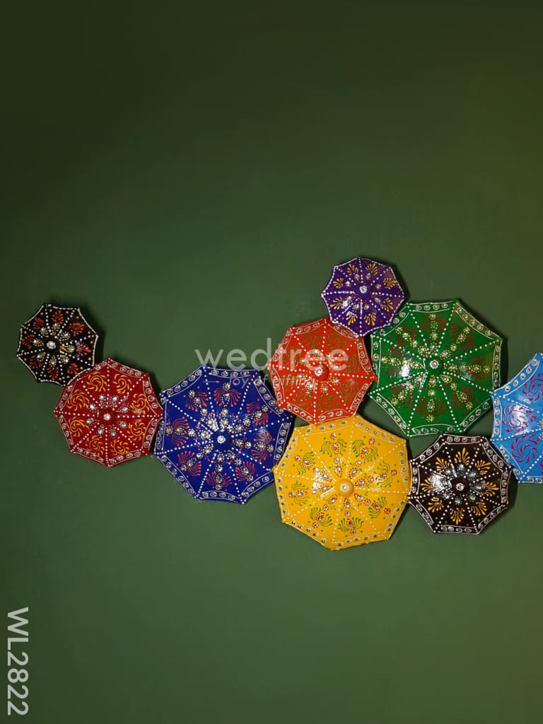 Hand Painted Umbrella Wall Hanging - Stone Work - WL2822