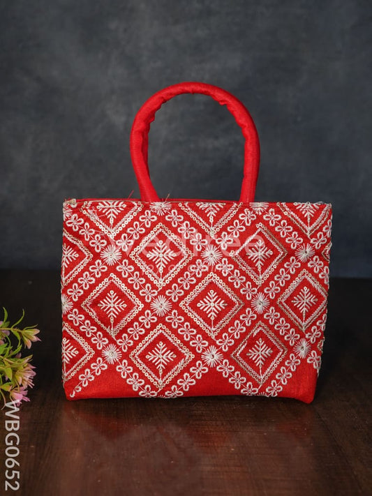 Handbag with Chikankari Work (Assorted) - WBG0652