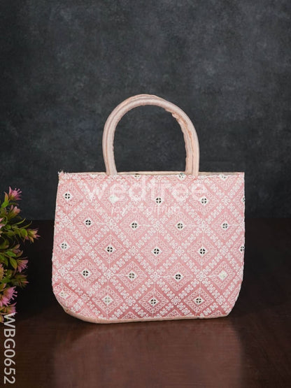 Handbag with Chikankari Work (Assorted) - WBG0652