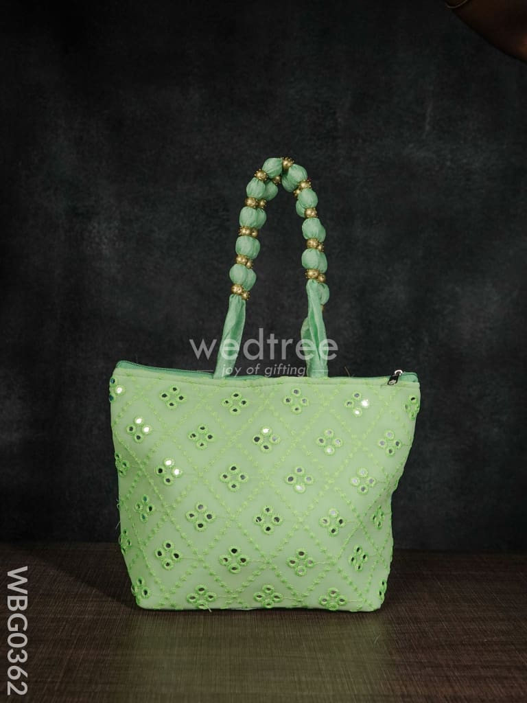 Handbag with Golden beads and Mirror Embroidery - WBG0362
