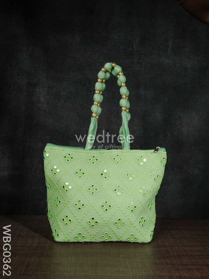 Handbag with Golden beads and Mirror Embroidery - WBG0362