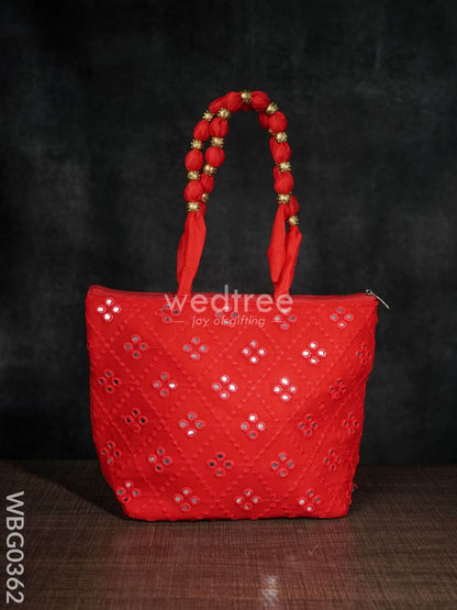 Handbag with Golden beads and Mirror Embroidery - WBG0362