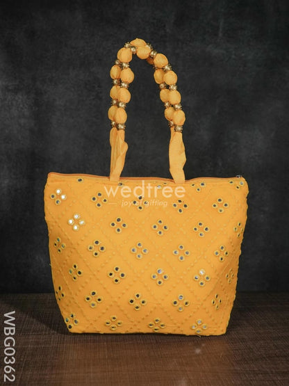 Handbag with Golden beads and Mirror Embroidery - WBG0362