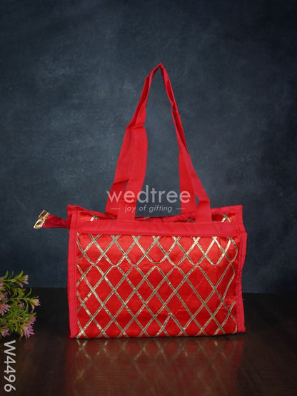 Handbag with Golden Lace Work - W4496