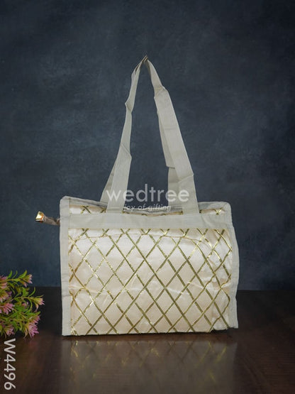 Handbag with Golden Lace Work - W4496