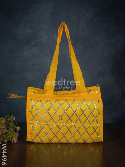 Handbag with Golden Lace Work - W4496