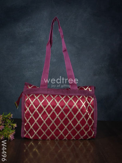 Handbag with Golden Lace Work - W4496