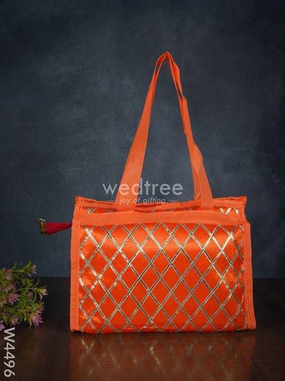 Handbag with Golden Lace Work - W4496