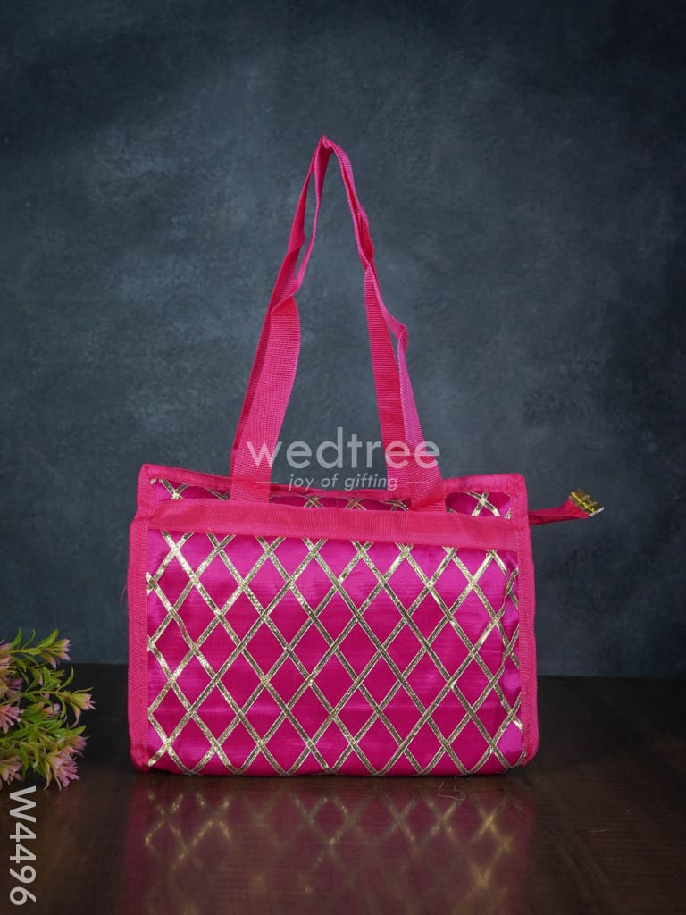 Handbag with Golden Lace Work - W4496