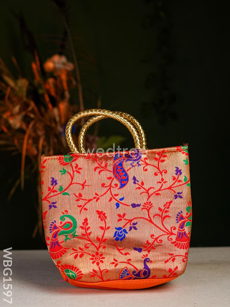 Handbag with Golden Peacock Design - WBG1597