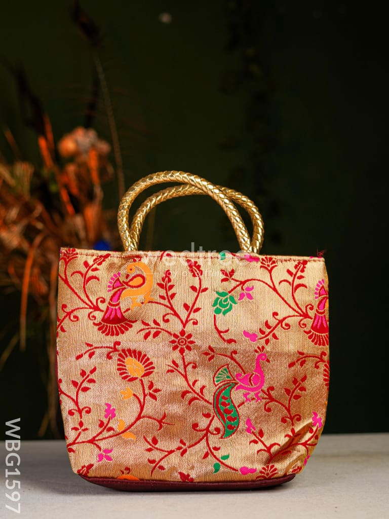Handbag with Golden Peacock Design - WBG1597