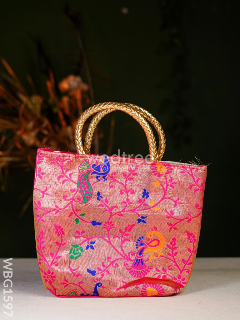 Handbag with Golden Peacock Design - WBG1597