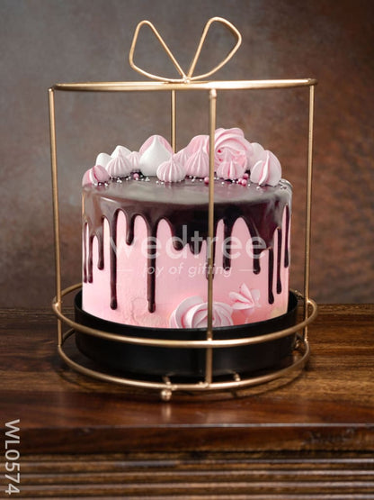 Handcrafted Metal Cake Stand with Ribbon on the top - WL0574