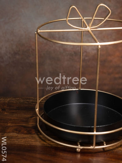 Handcrafted Metal Cake Stand with Ribbon on the top - WL0574