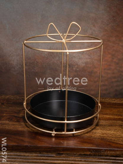 Handcrafted Metal Cake Stand with Ribbon on the top - WL0574