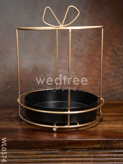 Handcrafted Metal Cake Stand with Ribbon on the top - WL0574