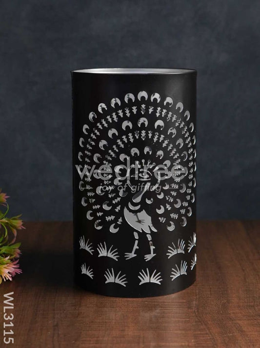 Handcrafted Votive with Peacock Design in Jhaali Pattern - Big - WL3115