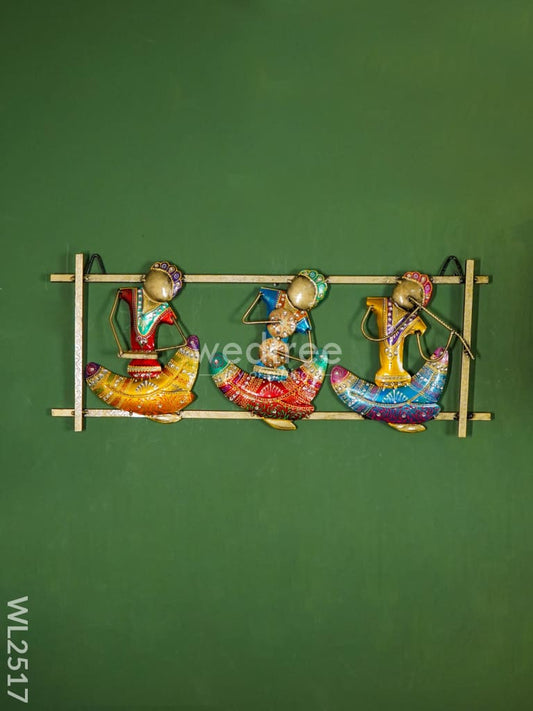 Handpainted Metal 3 Musician in Frame - WL2517