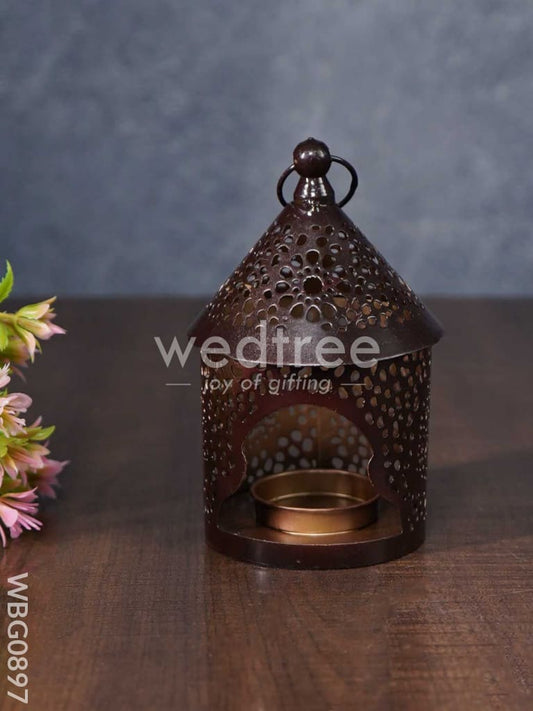 Home Décor Metal Hanging Lantern with T-light Holder in Distressed Finish - WBG0897