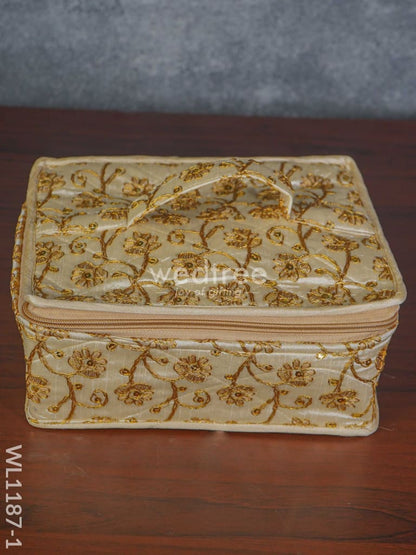 Jewel Pouch with Floral Design and Chumki Embroidery Work (9x7) - WL1187