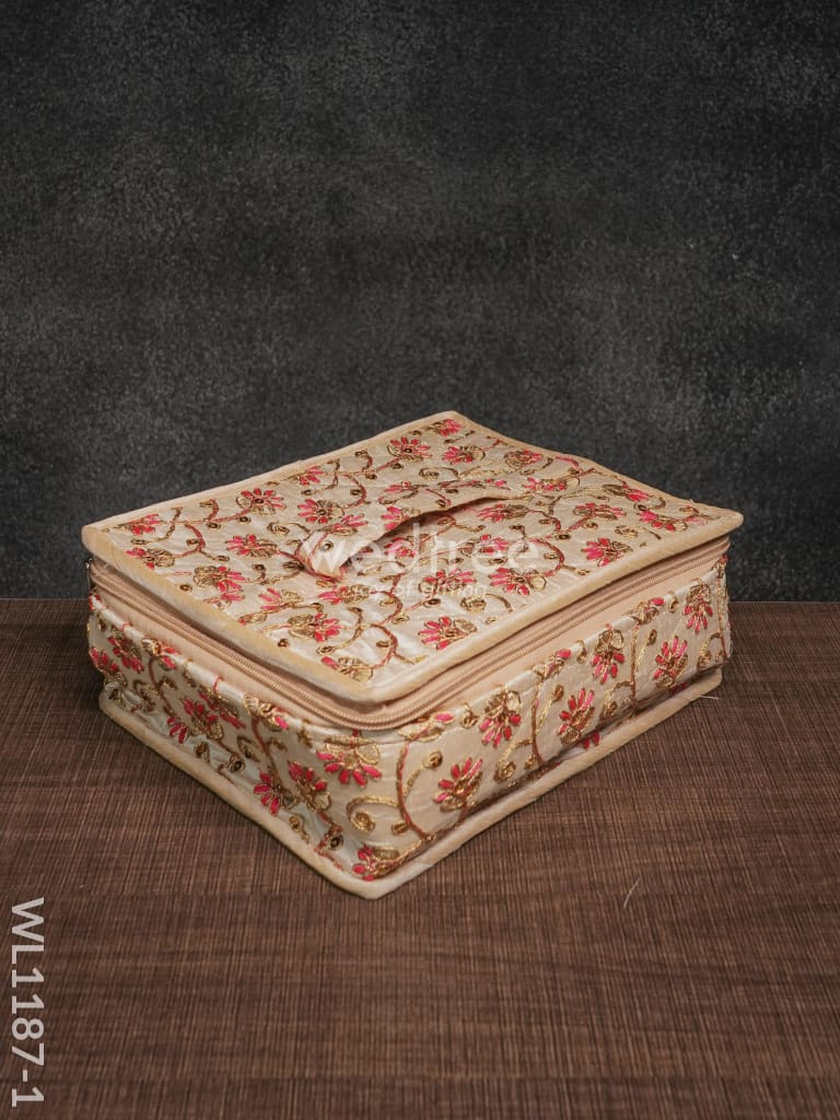 Jewel Pouch with Floral Design and Chumki Embroidery Work (9x7) - WL1187