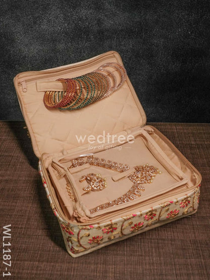 Jewel Pouch with Floral Design and Chumki Embroidery Work (9x7) - WL1187
