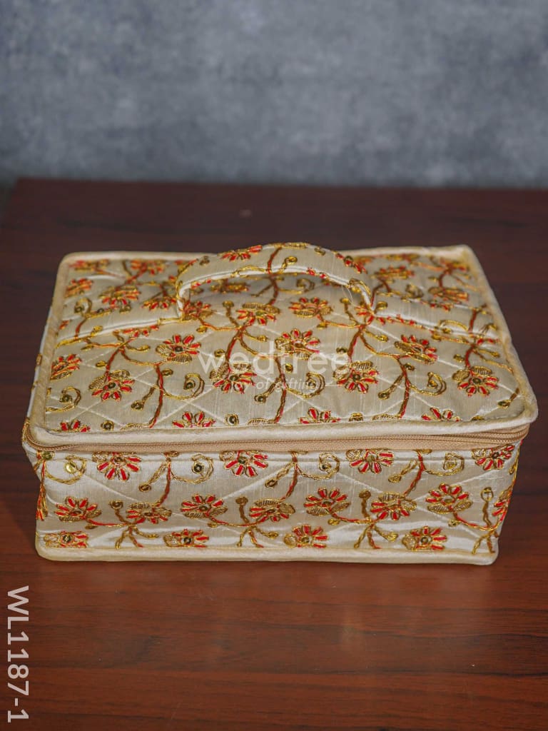 Jewel Pouch with Floral Design and Chumki Embroidery Work (9x7) - WL1187