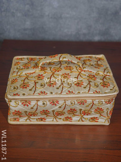 Jewel Pouch with Floral Design and Chumki Embroidery Work (9x7) - WL1187