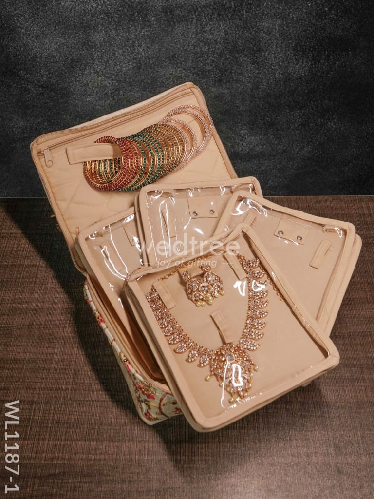 Jewel Pouch with Floral Design and Chumki Embroidery Work (9x7) - WL1187
