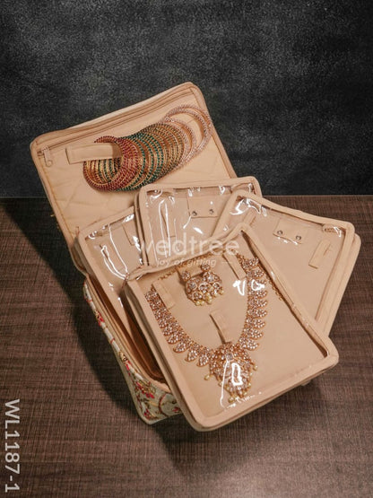 Jewel Pouch with Floral Design and Chumki Embroidery Work (9x7) - WL1187