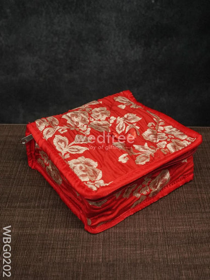 Jewel Pouch with Printed Golden Floral Design and Bow - WBG0202