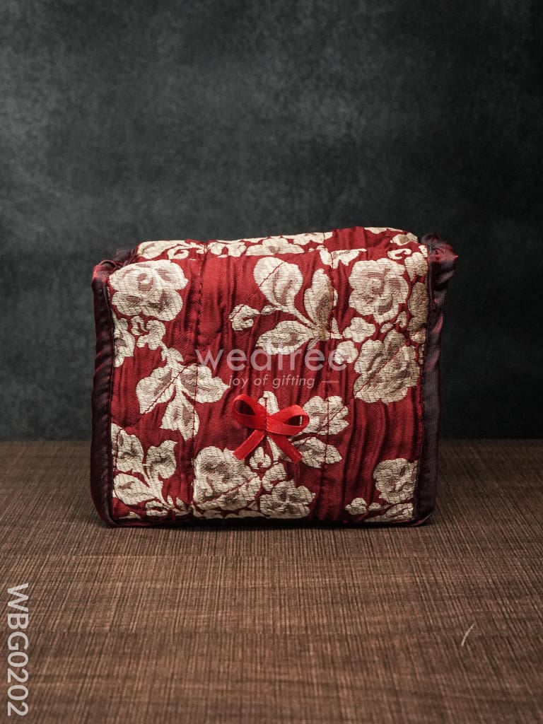 Jewel Pouch with Printed Golden Floral Design and Bow - WBG0202