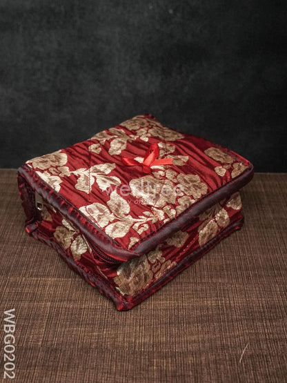 Jewel Pouch with Printed Golden Floral Design and Bow - WBG0202