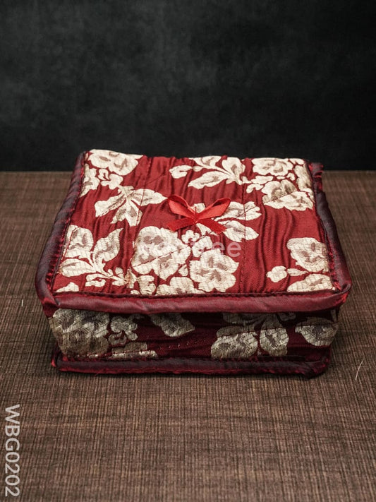 Jewel Pouch with Printed Golden Floral Design and Bow - WBG0202