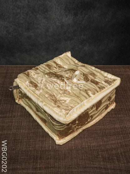 Jewel Pouch with Printed Golden Floral Design and Bow - WBG0202