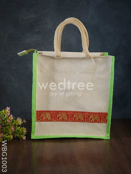 Juco Bag with Zari Lace and Front Zipper - WBG1003