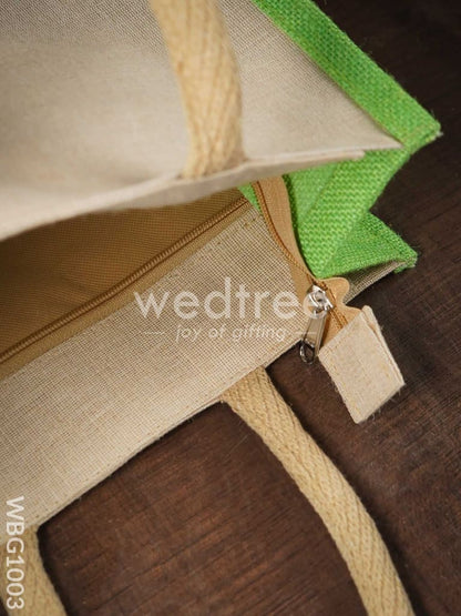 Juco Bag with Zari Lace and Front Zipper - WBG1003