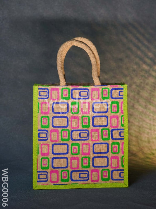 Jute bag - 3 colour box (medium) in natural color and zipper - WBG0006
