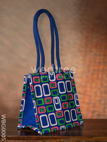 Jute bag - 3 colour box (small) with coloured handle and zipper - WBG0005