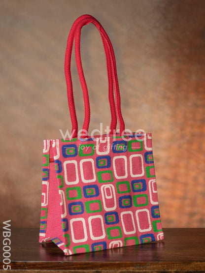 Jute bag - 3 colour box (small) with coloured handle and zipper - WBG0005