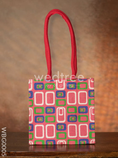 Jute bag - 3 colour box (small) with coloured handle and zipper - WBG0005