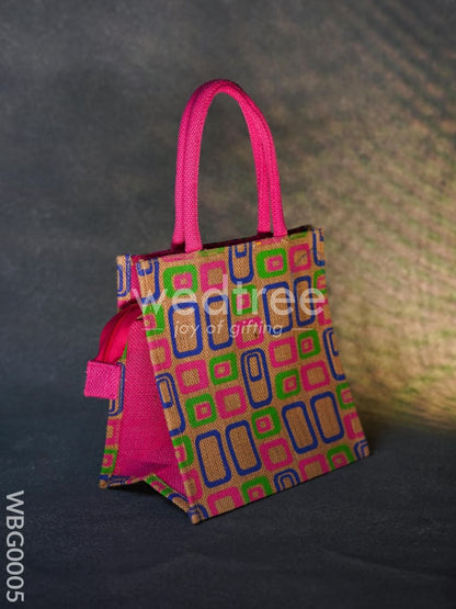 Jute bag - 3 colour box (small) with coloured handle and zipper - WBG0005