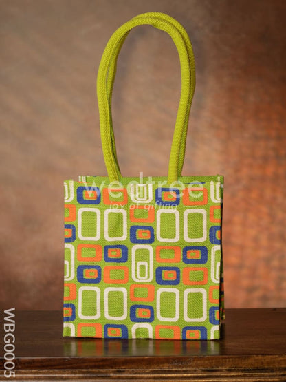 Jute bag - 3 colour box (small) with coloured handle and zipper - WBG0005